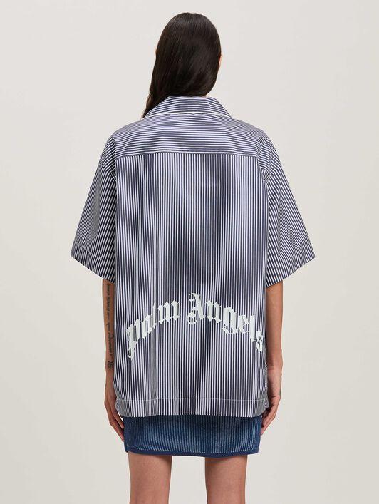 CURVED LOGO STRIPED SHIRT NAVY BLUE - OF Product Image