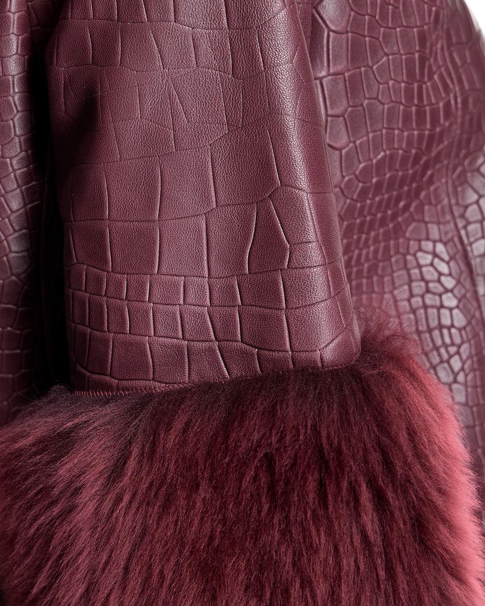 Croc Stamped Leather Jacket -Maximilian Product Image