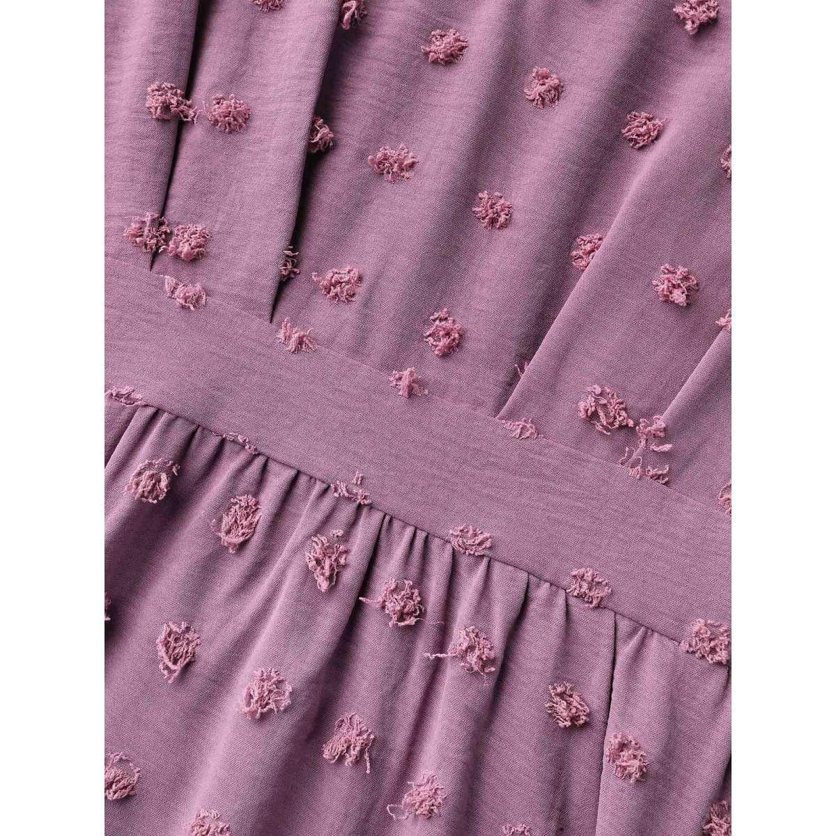 Plus Size V-Neck Textured Batwing Sleeve Midi Dress Lilac Women Resort Texture V-neck Half Sleeve Curvy BloomChic 14-16/1X Product Image