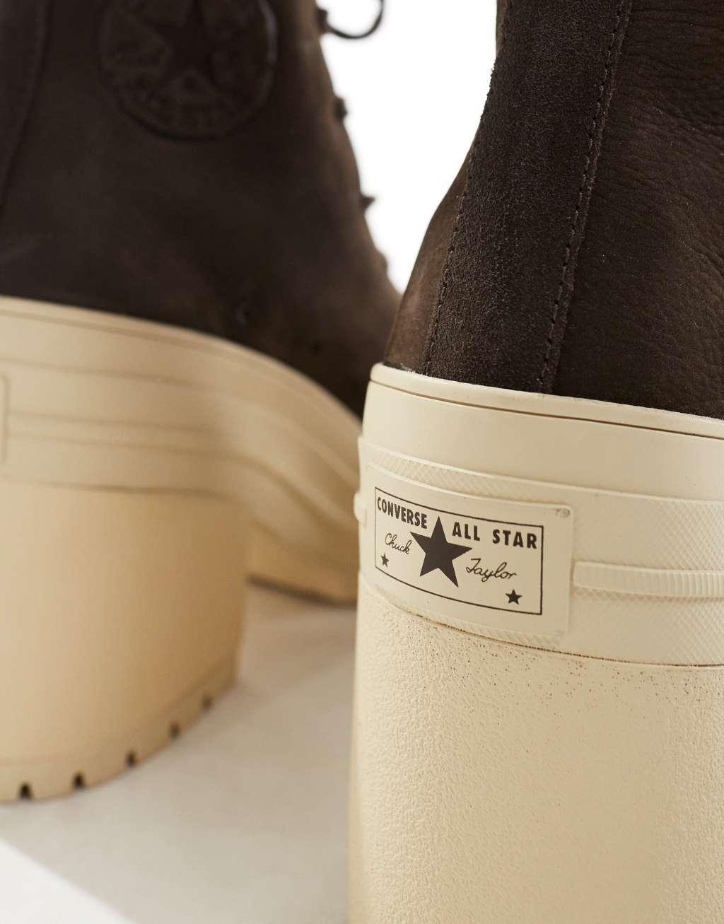 Converse Chuck 70 De Luxe heel platform sneakers in brown Product Image