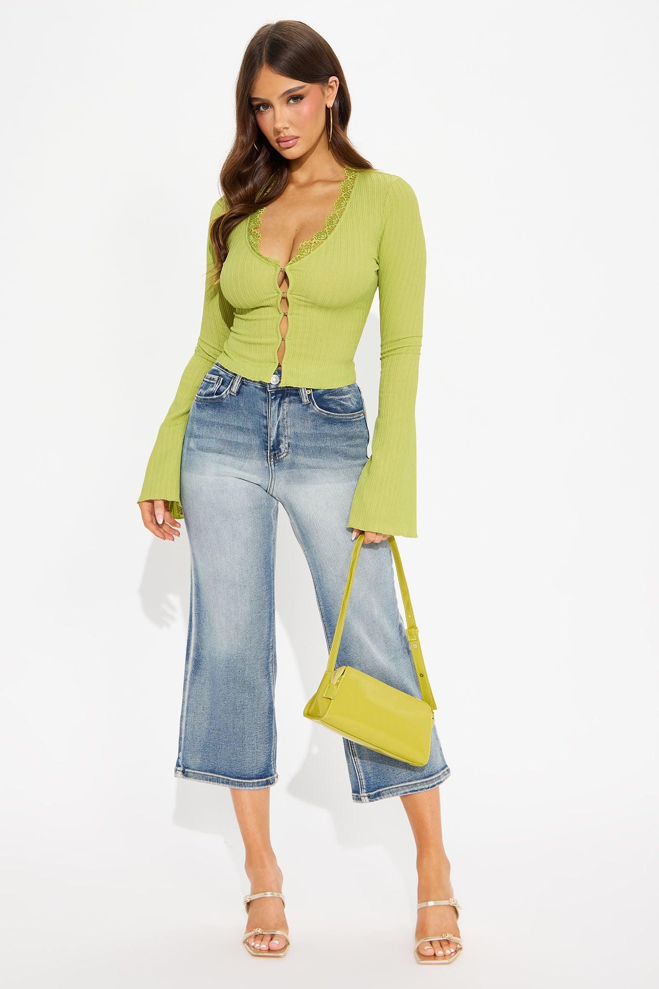 Raven Long Sleeve Ribbed Top - Sage Female Product Image