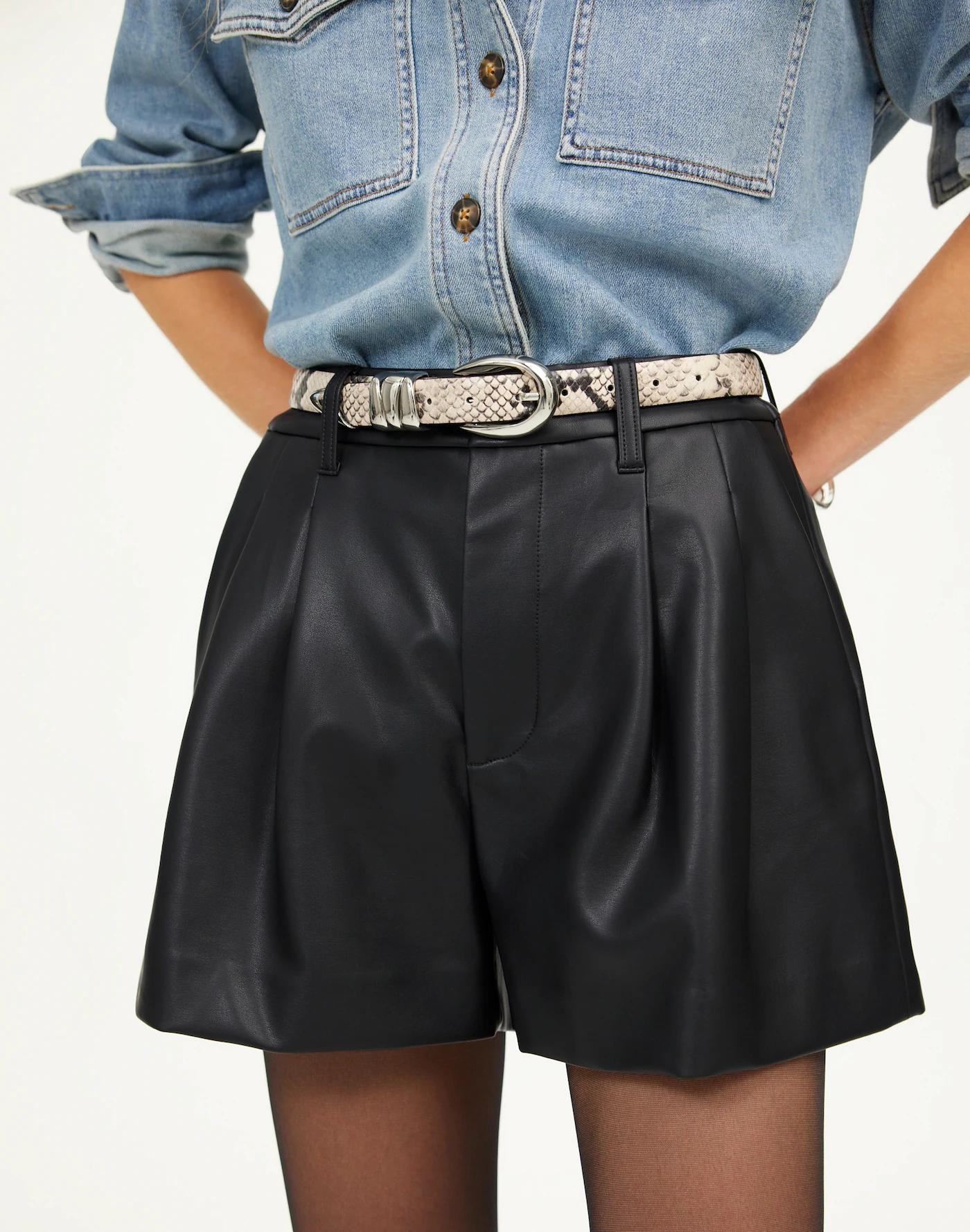 Easy Pleated Trouser Shorts in Faux Leather Product Image