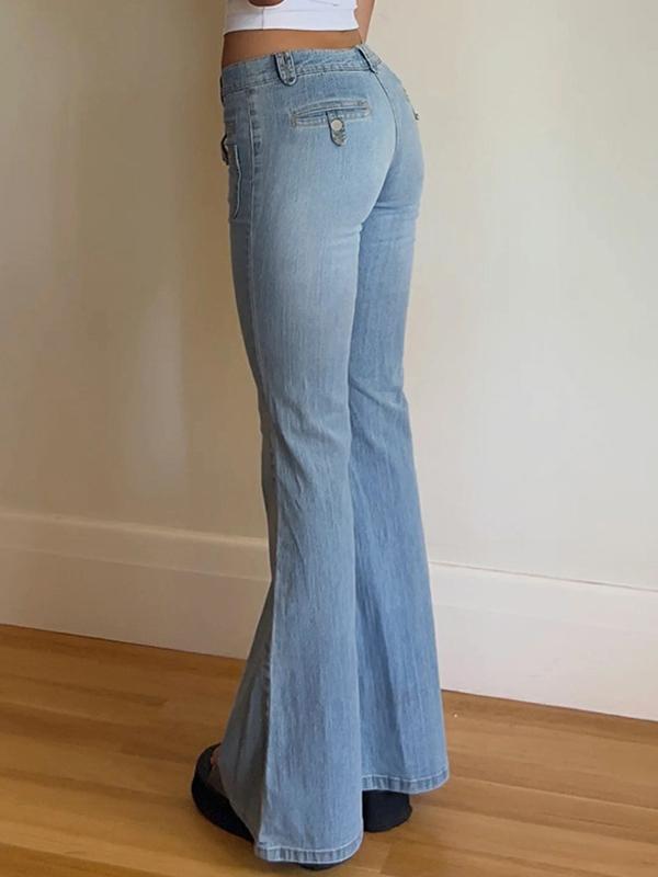 Two Side Pockets Flare Jeans Product Image