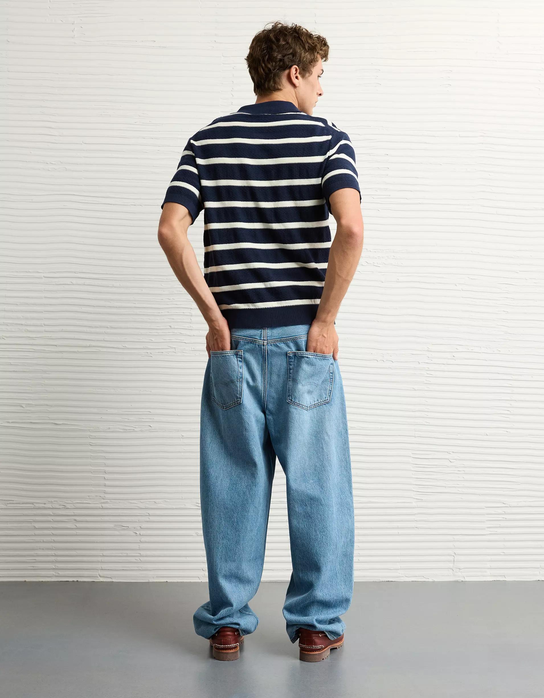 AE Weekend Striped Sweater Polo Shirt Product Image