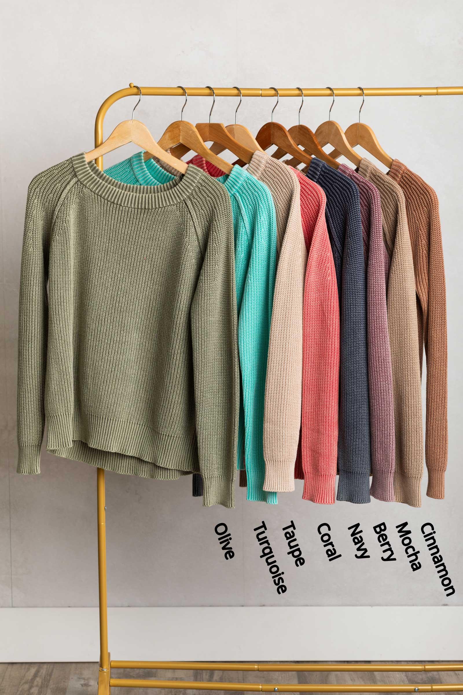 Washed Yarn Crewneck Pullover Sweater Product Image