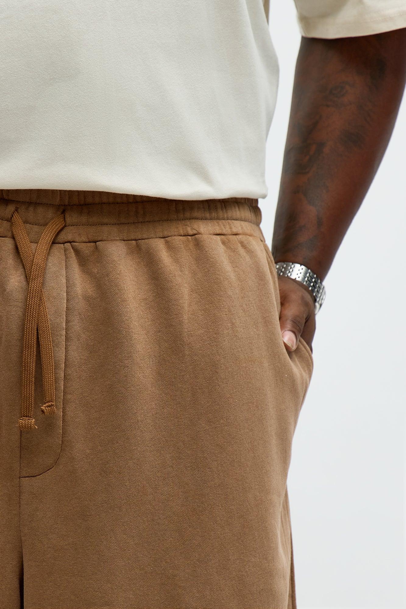 Tyson Loose Fit Washed Shorts - Brown Male Product Image