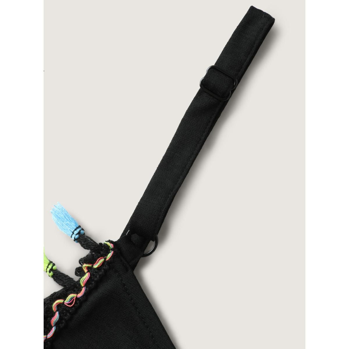 Plus Size Wrap-Style Tassels Kimono Women Black Boho Overlapping Bodycon Vacation Kimonos BloomChic 26/4X Product Image