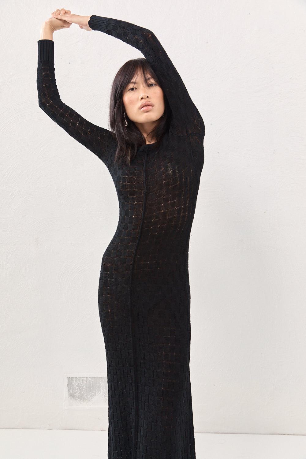 Zelda Knit Maxi Dress Black Product Image