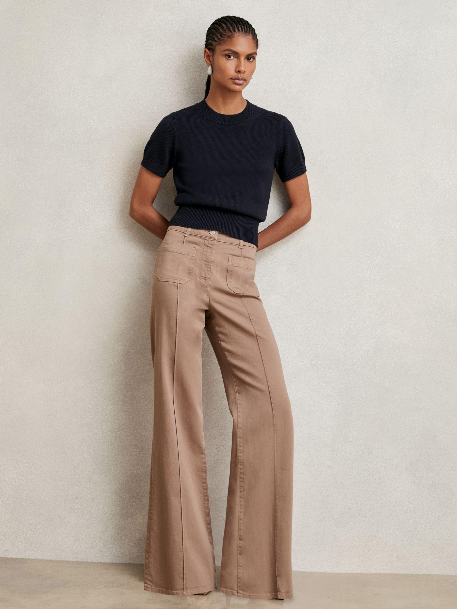 Cotton And Wool Crew-Neck Top in Navy Product Image