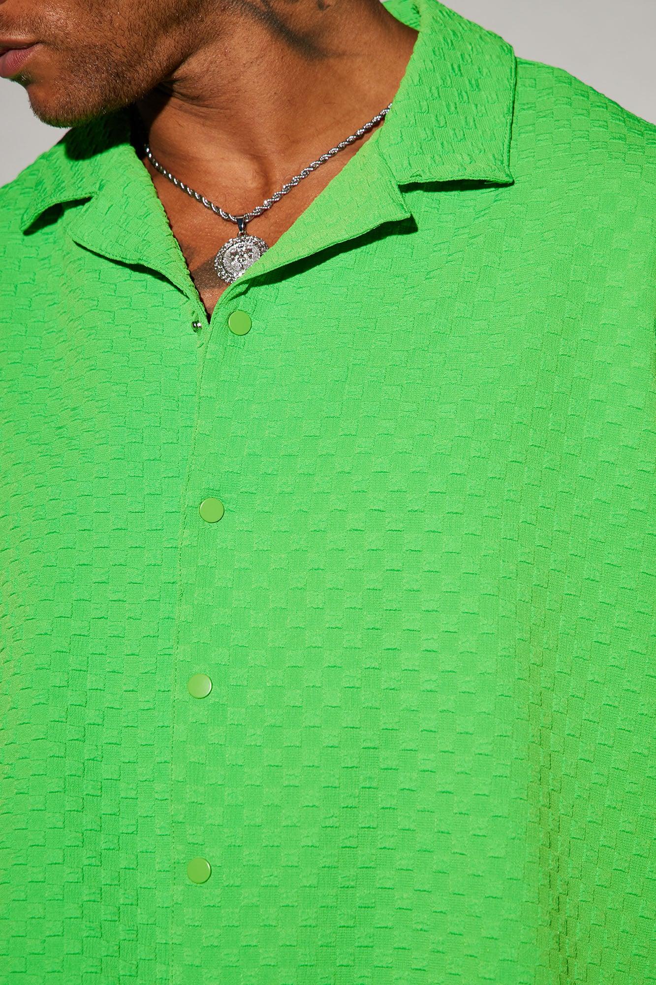 Luxor Textured Cropped Button Up Shirt - Green Product Image