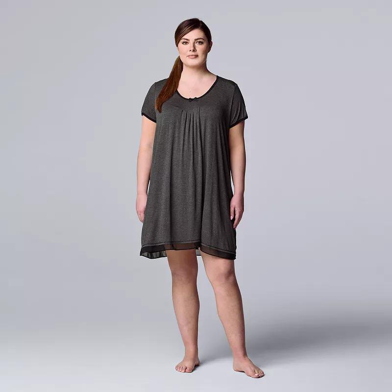 Plus Size Simply Vera Vera Wang Basic Luxury Sleepshirt, Women's, Size: 3XL, Heather Grey Product Image