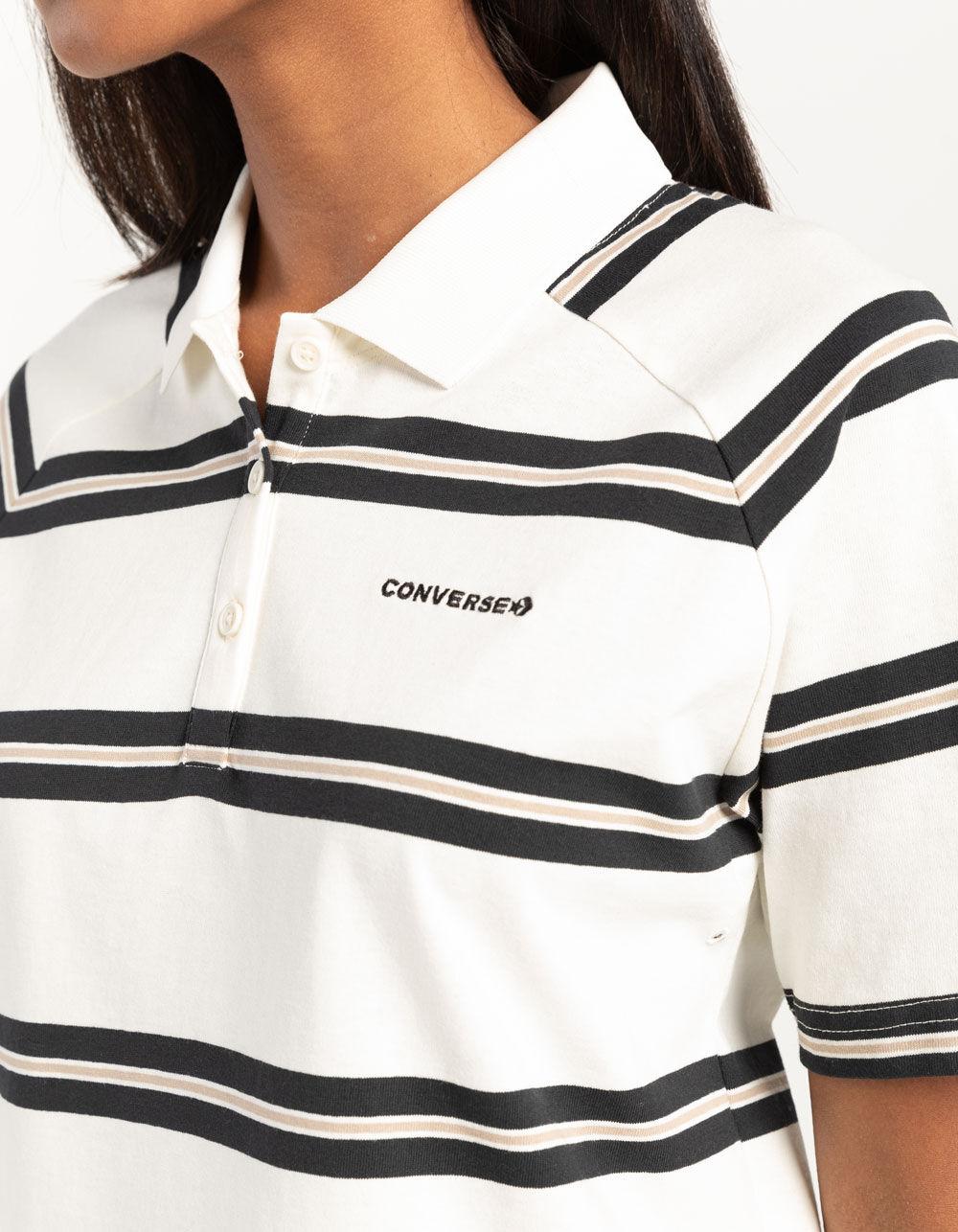 CONVERSE Marquis Womens Polo Shirt - WHT/BLK Product Image