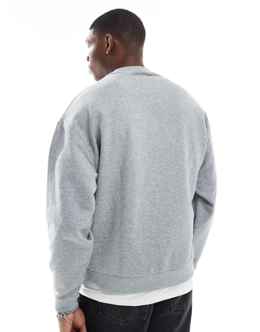 ASOS DESIGN oversized sweatshirt with print in gray heather Product Image
