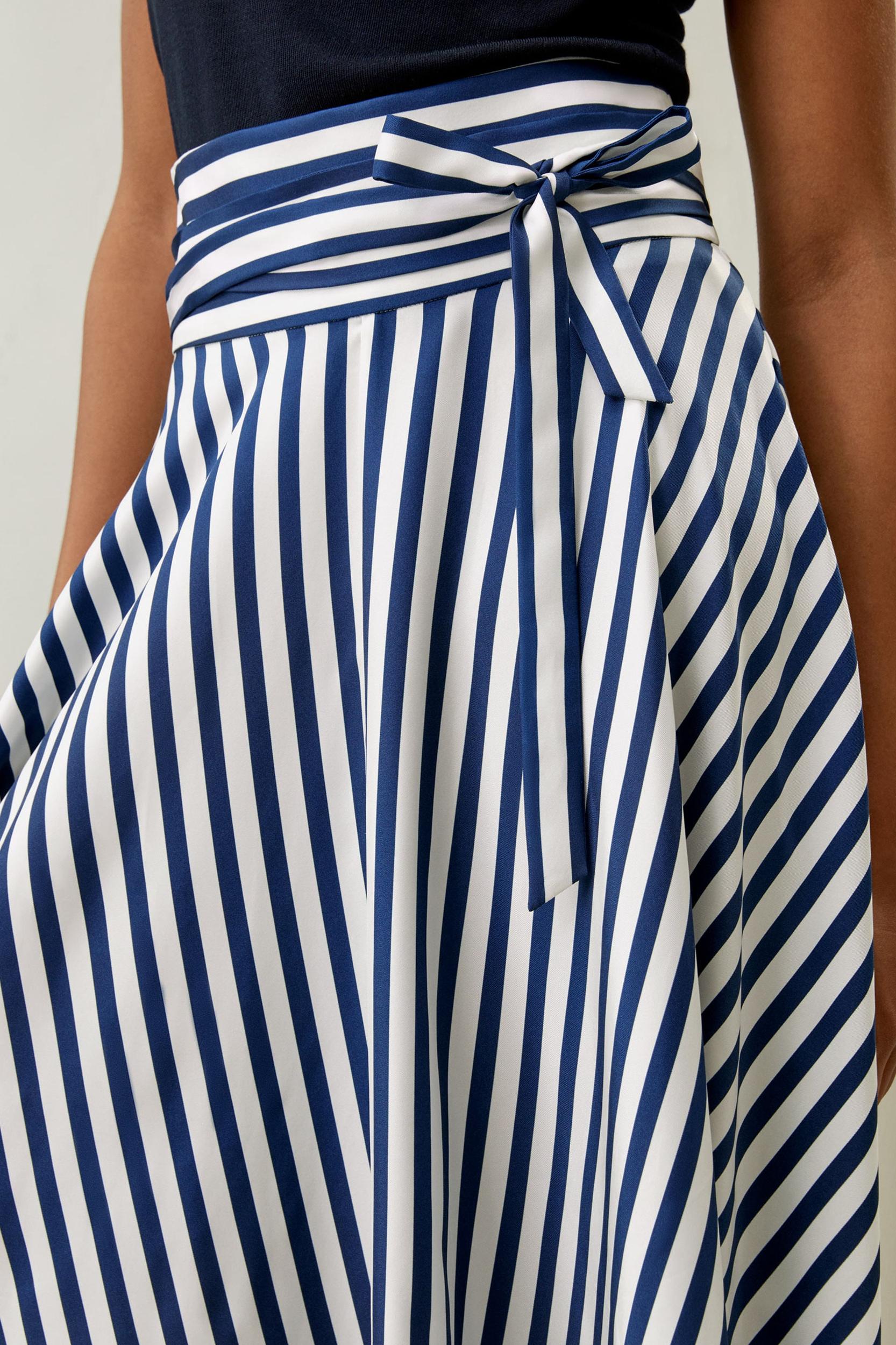 Silk Striped Midi Skirt Product Image