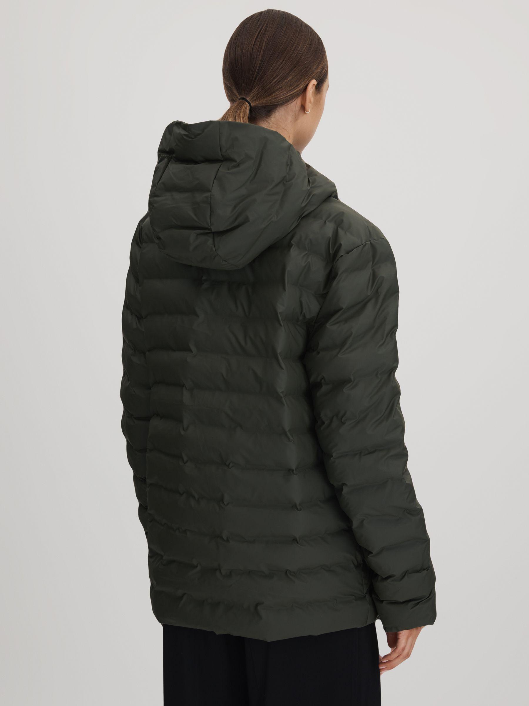 Rains Hooded Puffer Jacket in Green Product Image