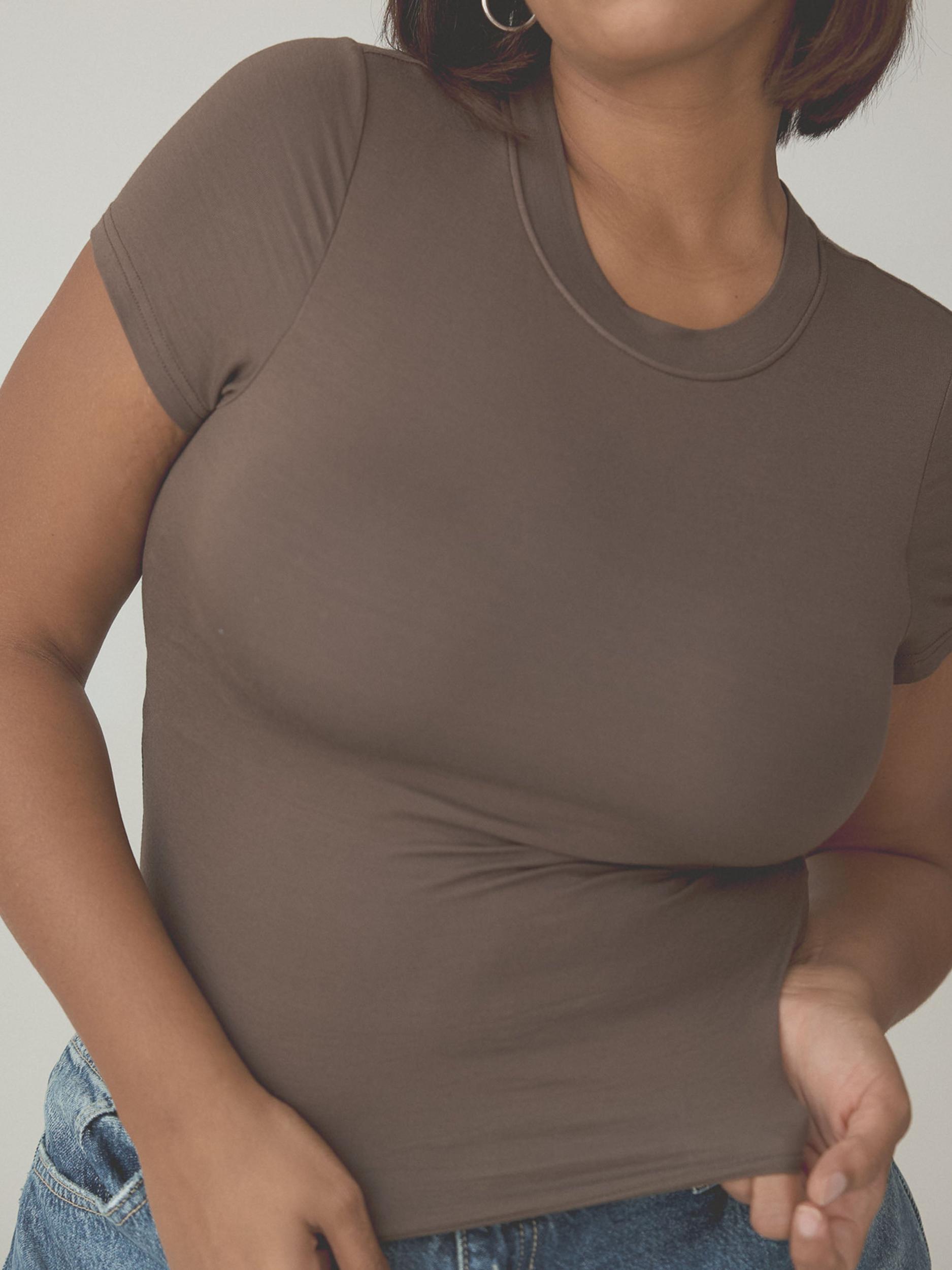 Solid Crew Neck Braless T-Shirt Product Image