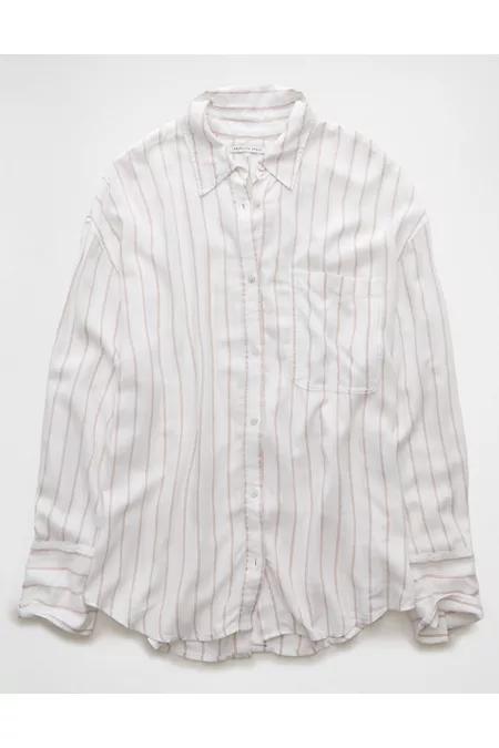 AE Long-Sleeve Tie Back Button-Up Shirt Women's Product Image