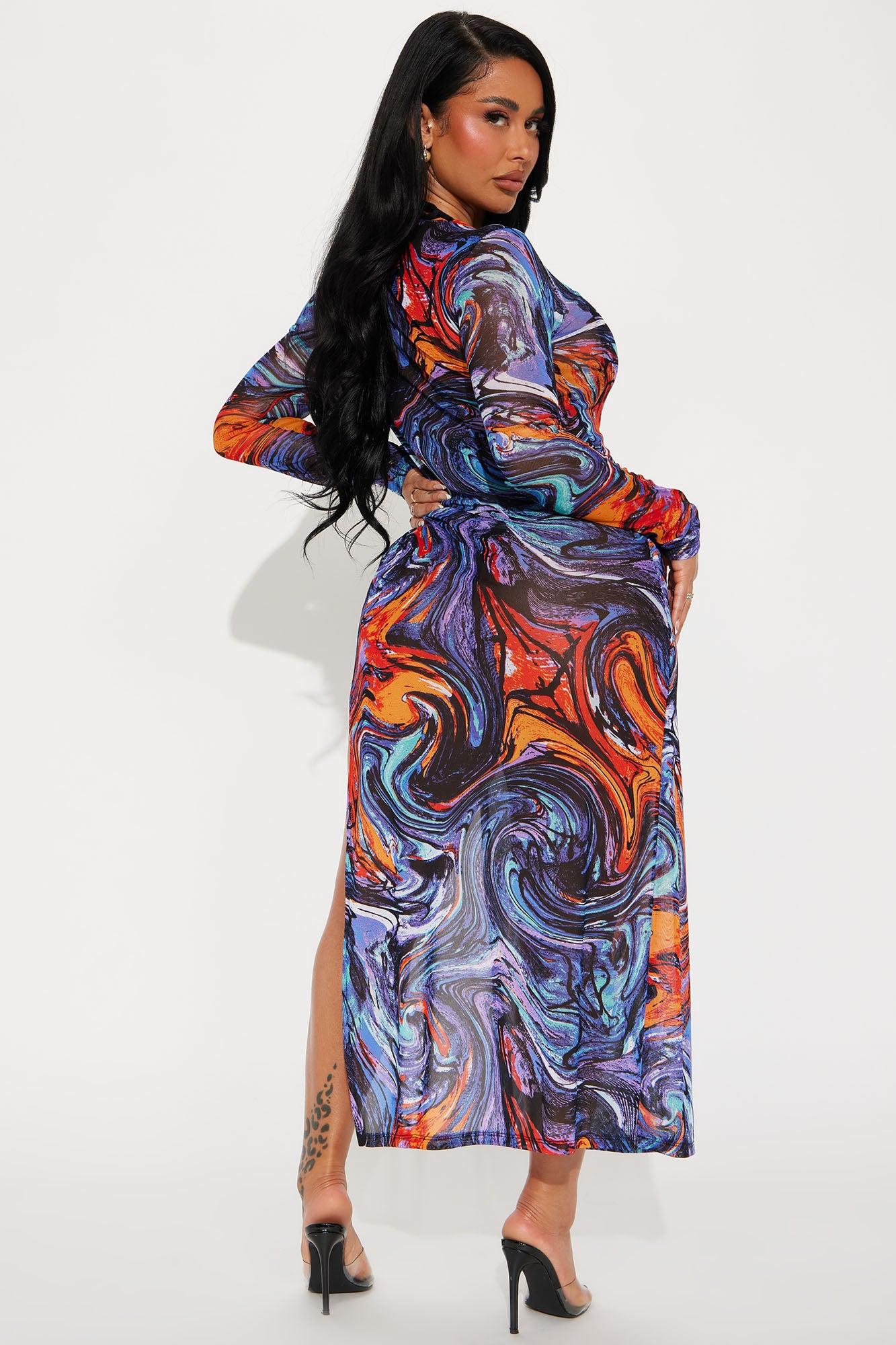 Lost In The Summer Heat Cover Up Dress - Blue/combo Product Image