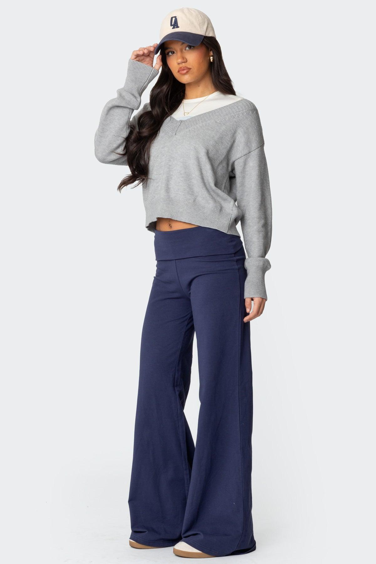 Wide Leg Foldover Pants Product Image