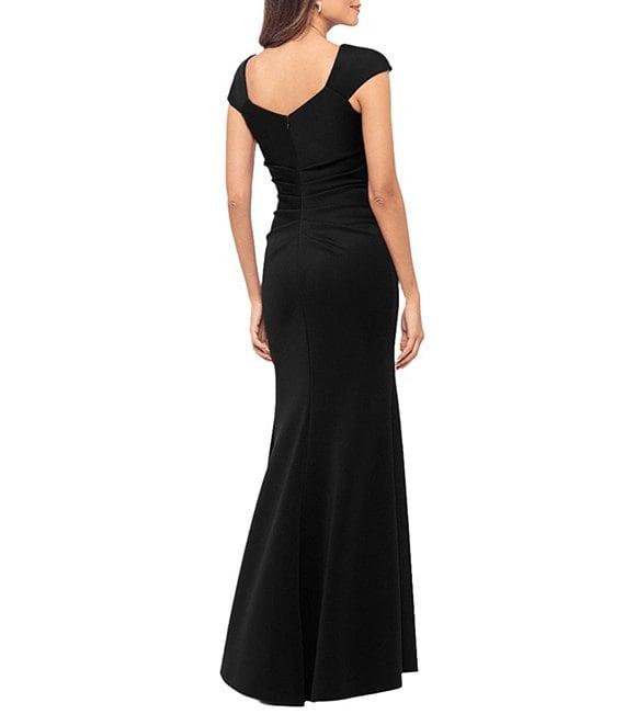 Xscape Petite Size Asymmetrical Neck Short Sleeve Sheath Gown Product Image
