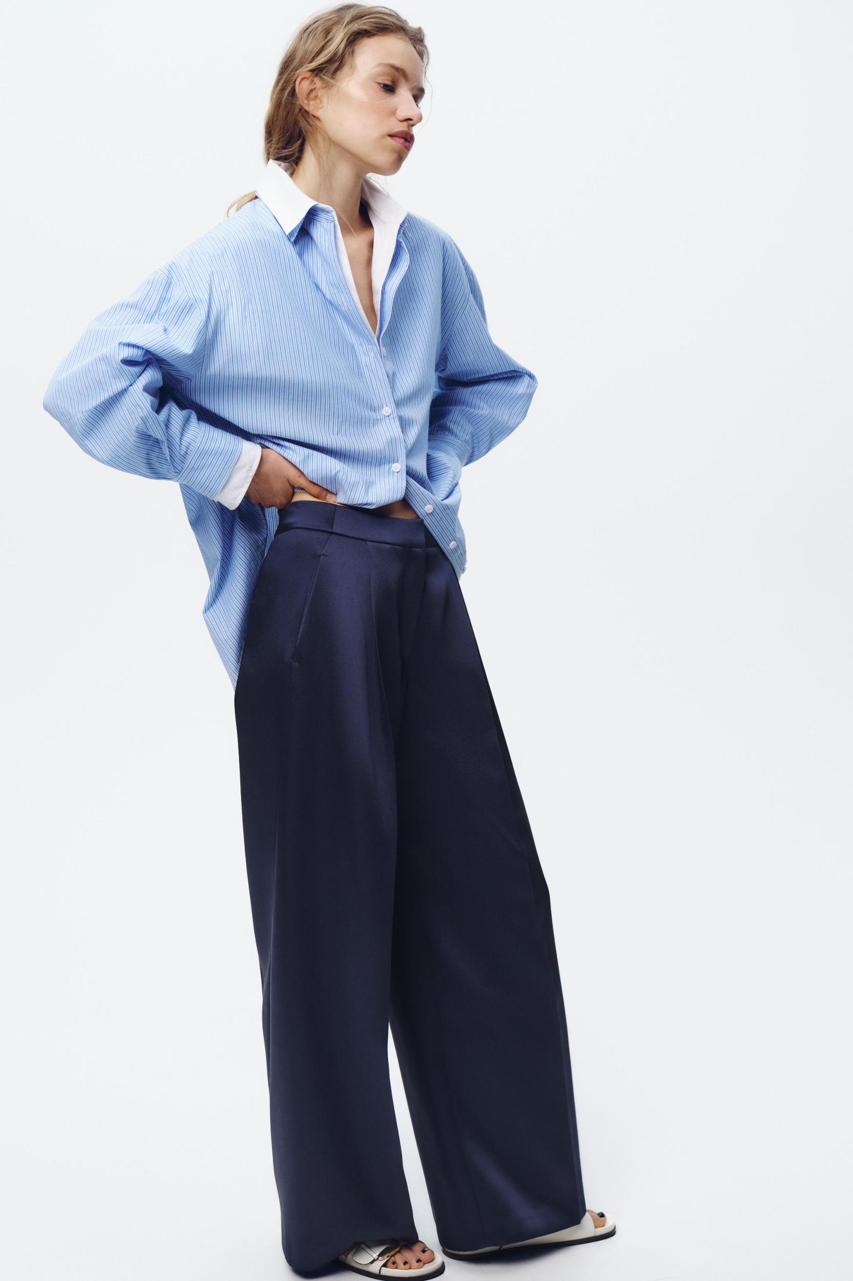 SATIN EFFECT WIDE LEG PANTS Product Image