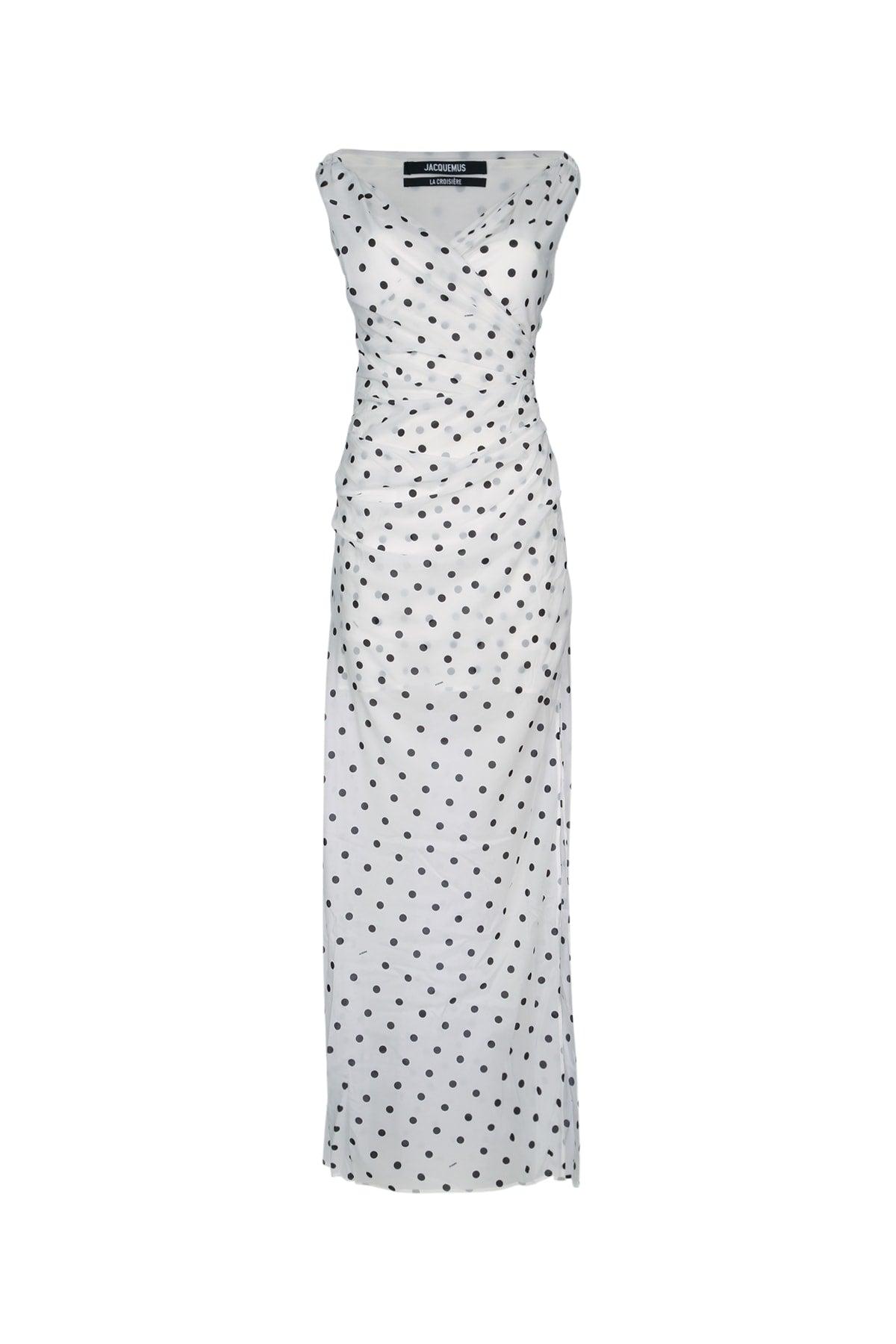 JACQUEMUS Women Rita Pois Long Dress In White Product Image