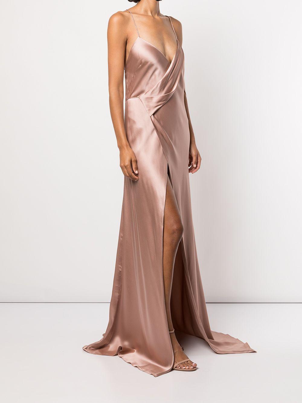 silk wrap floor-length gown Product Image