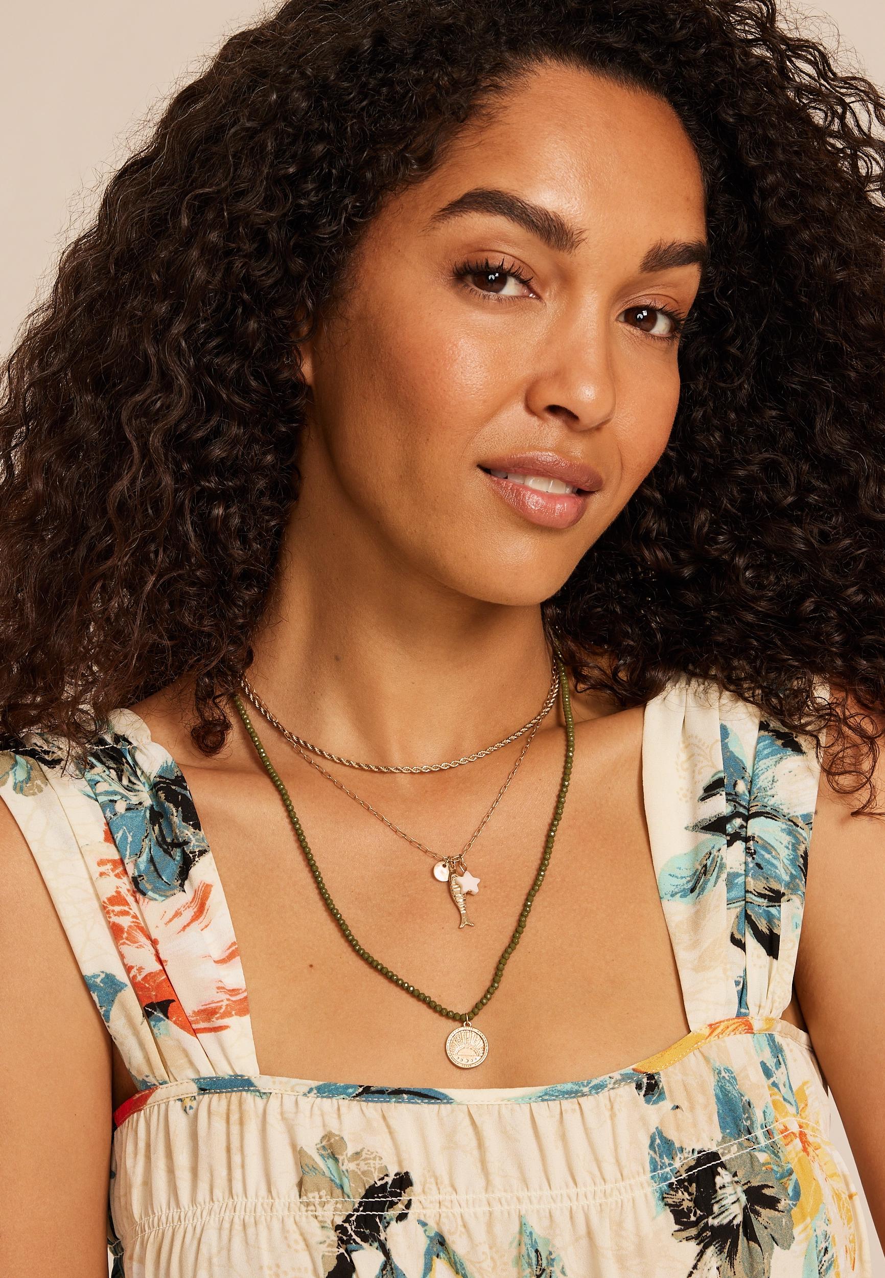 Gone Fishing Charm Triple Layered Necklace Product Image