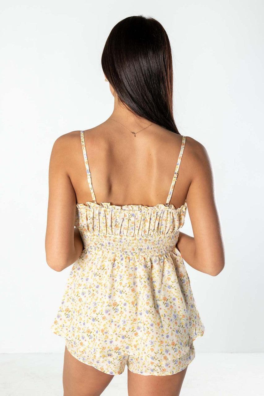 Floral Smocked Waist Romper Product Image