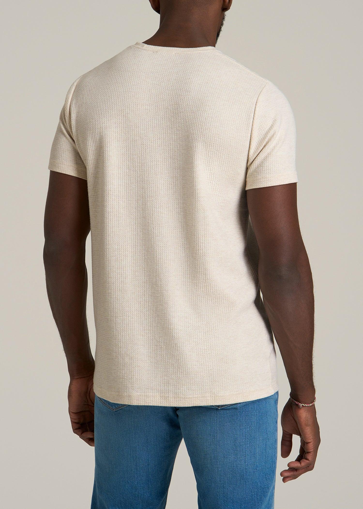 Cloud Knit Waffle Short Sleeve Tee for Tall Men in Heathered Oatmeal Product Image