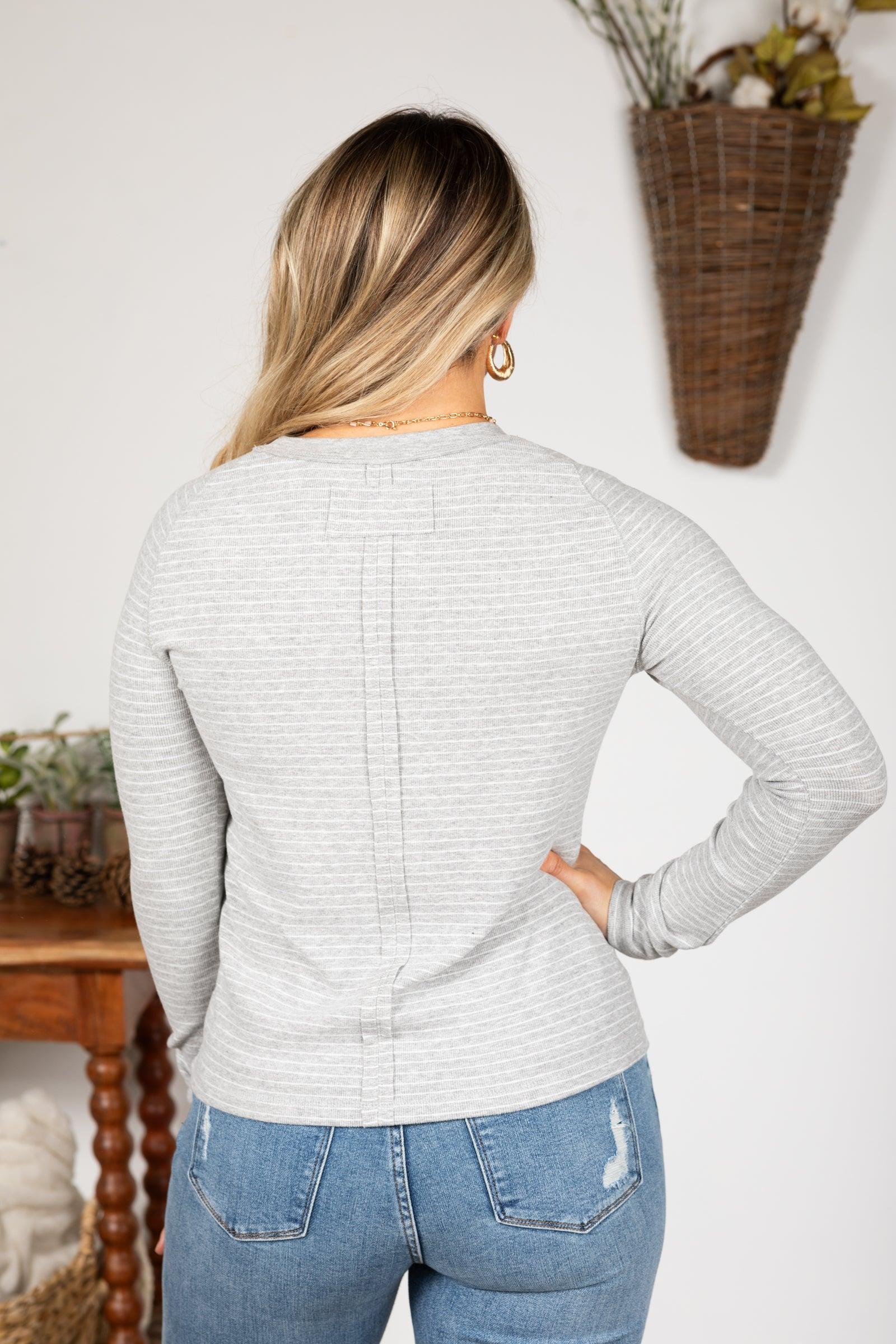 Stripe Rib Jersey Raglan Knit Long Sleeve Top Product Image