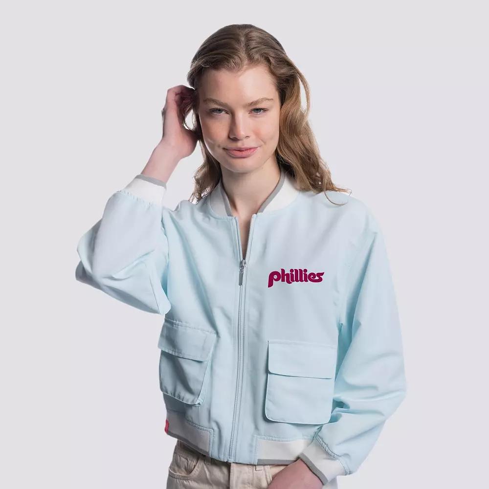 Women's Lusso Light Blue Philadelphia Phillies Paisley Cropped Full-Zip Jacket,  Product Image