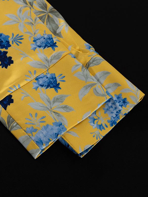 Loose Printed Split-Joint Deep V-Neck Lace-Up Blouse + Drawstring Elasticity Pants Trousers Two Pieces Set Product Image