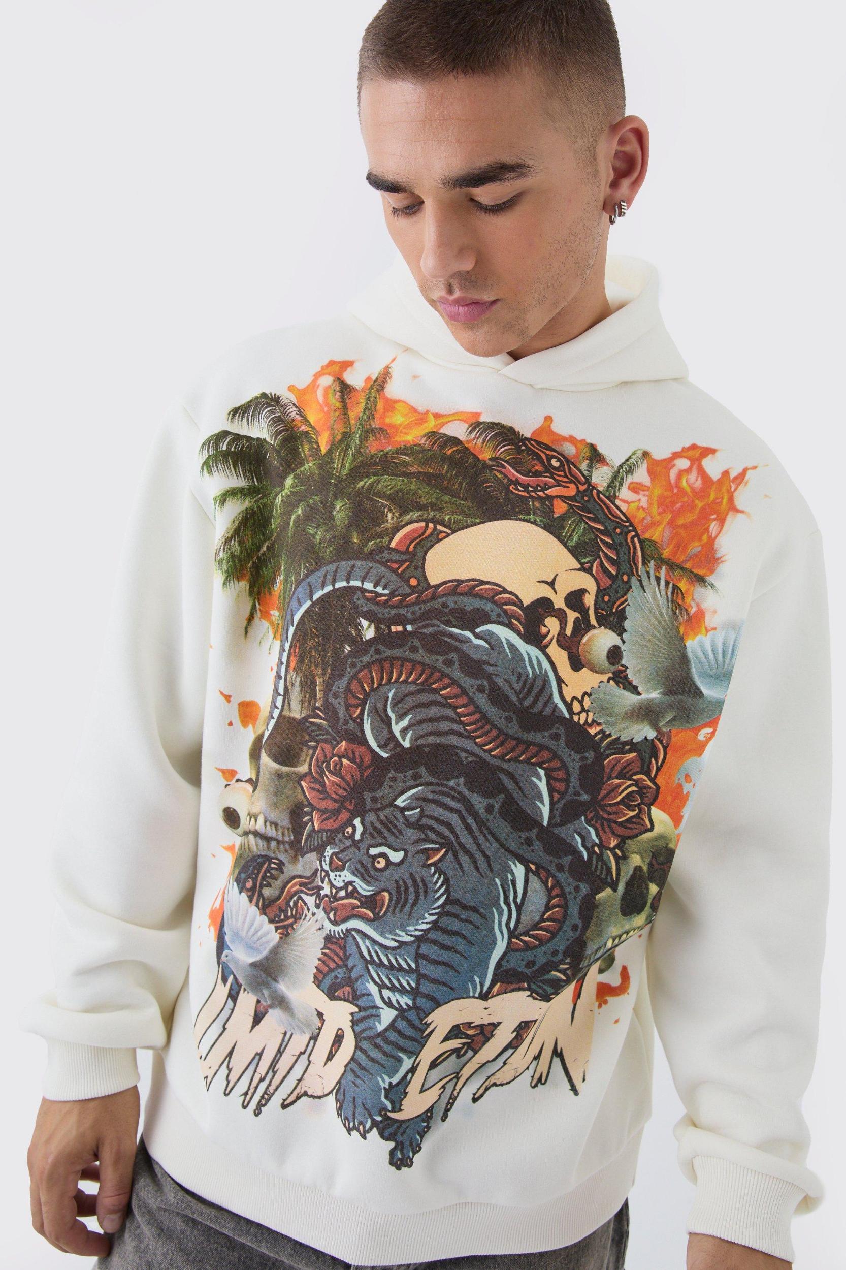 Oversized Limited Edition Tattoo Graphic Hoodie | boohooMAN USA Product Image