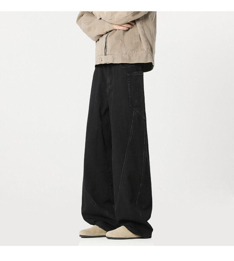 Mid Rise Washed Wide Leg Cargo Jeans Product Image