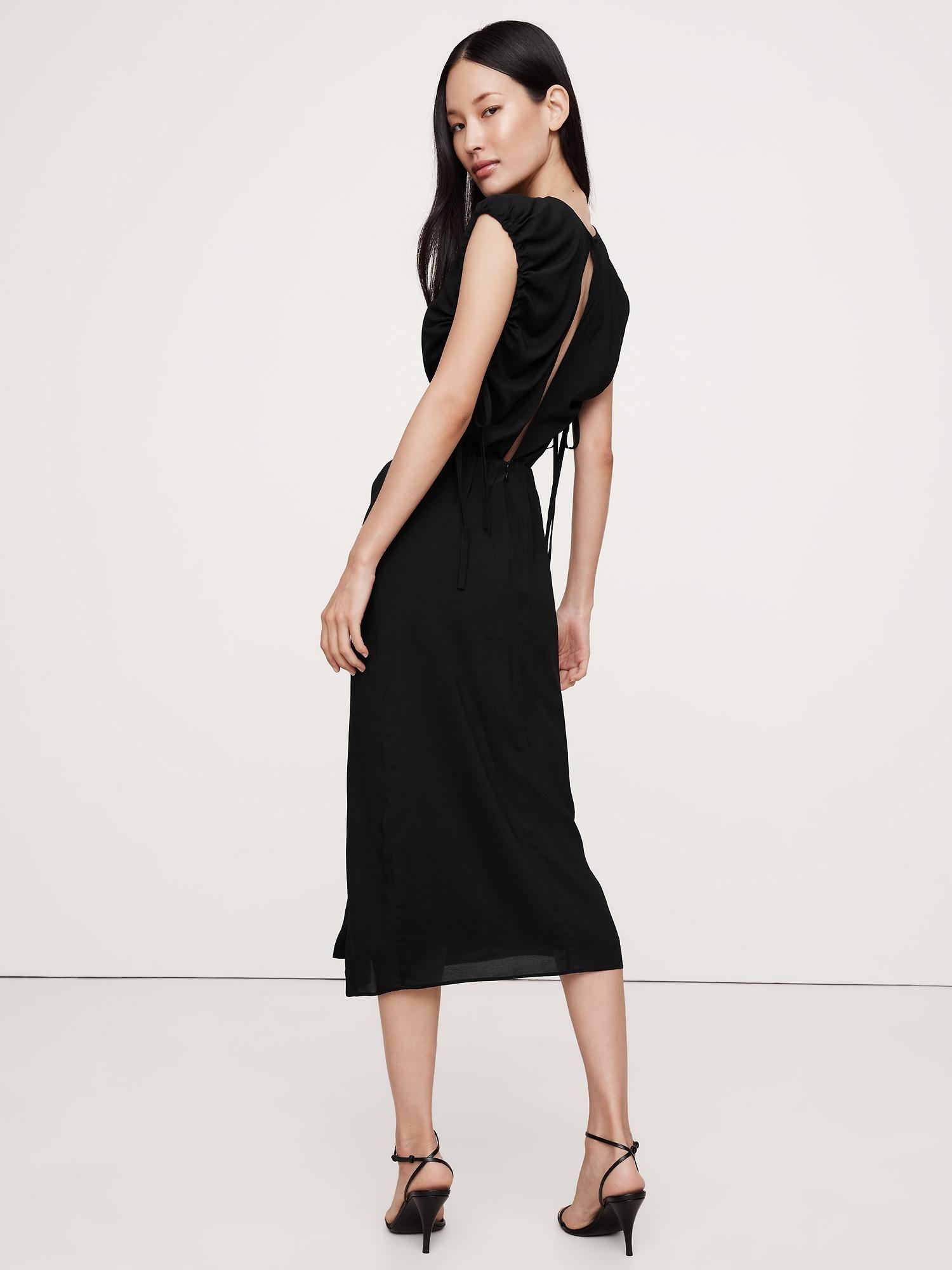 Stretch-Crepe Open-Back Midi Dress Product Image