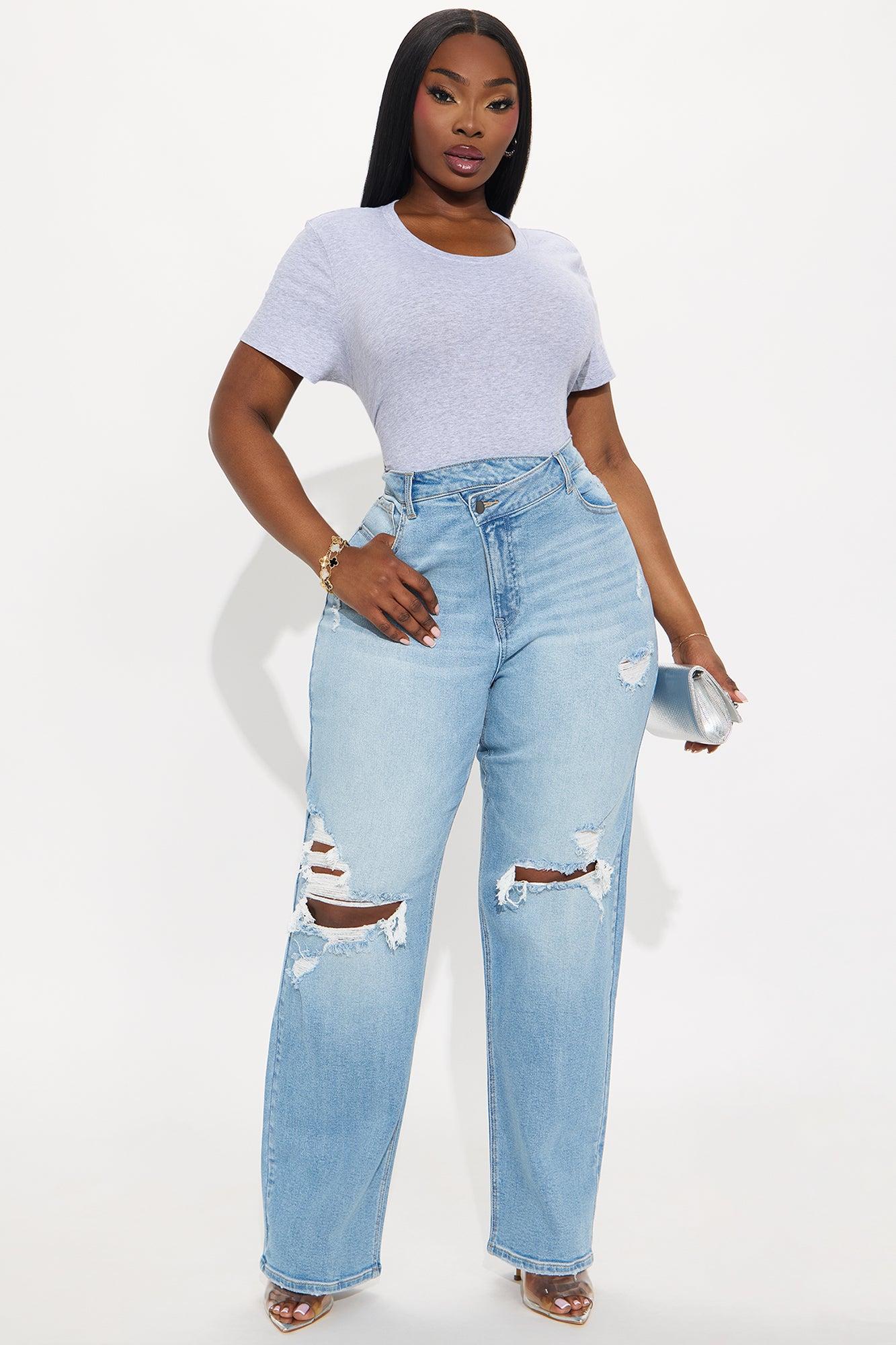 Iconic Crossover Straight Leg Jeans - Light Wash Product Image