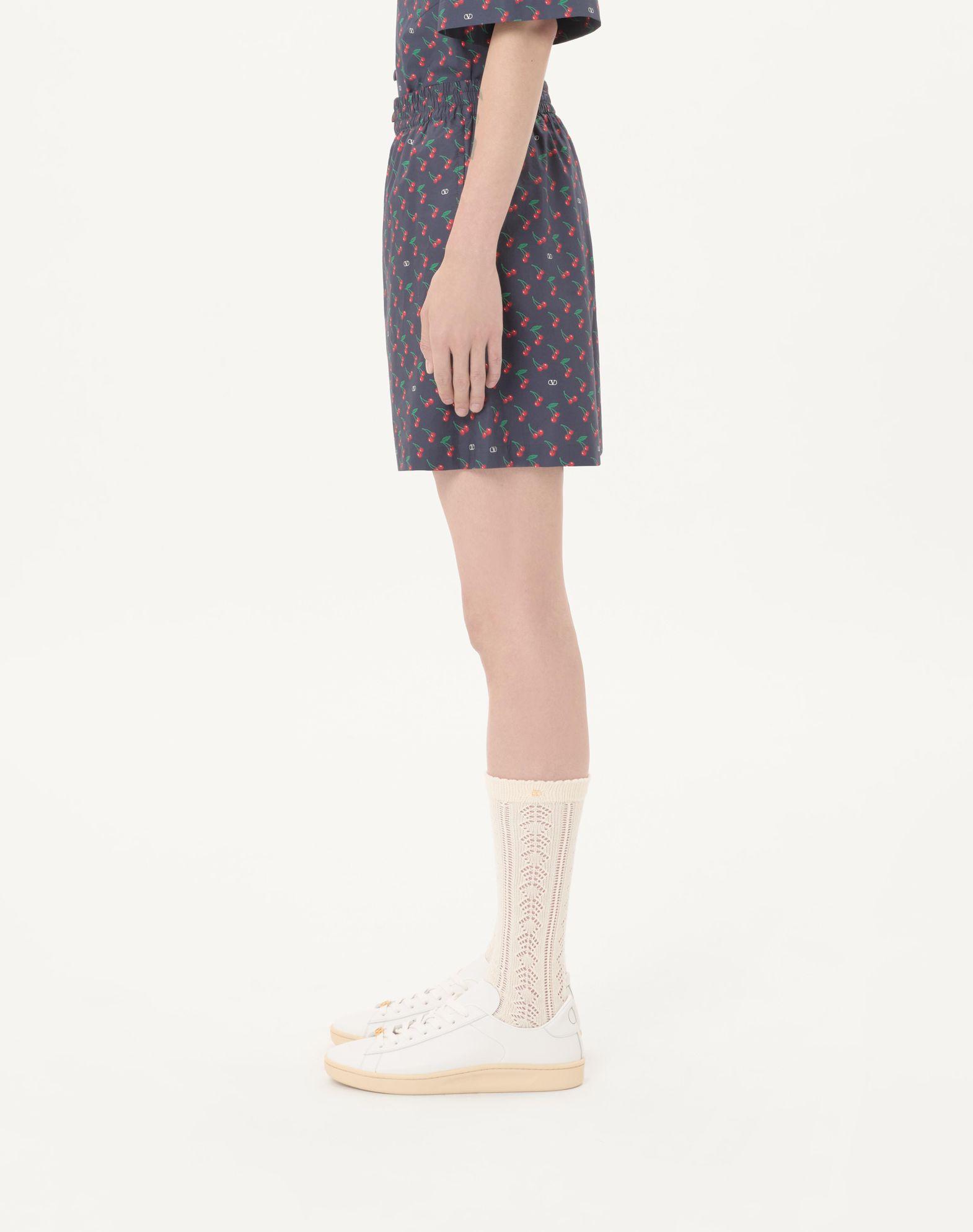 Cotton Poplin Bermuda Shorts With Cherryfic Print Product Image