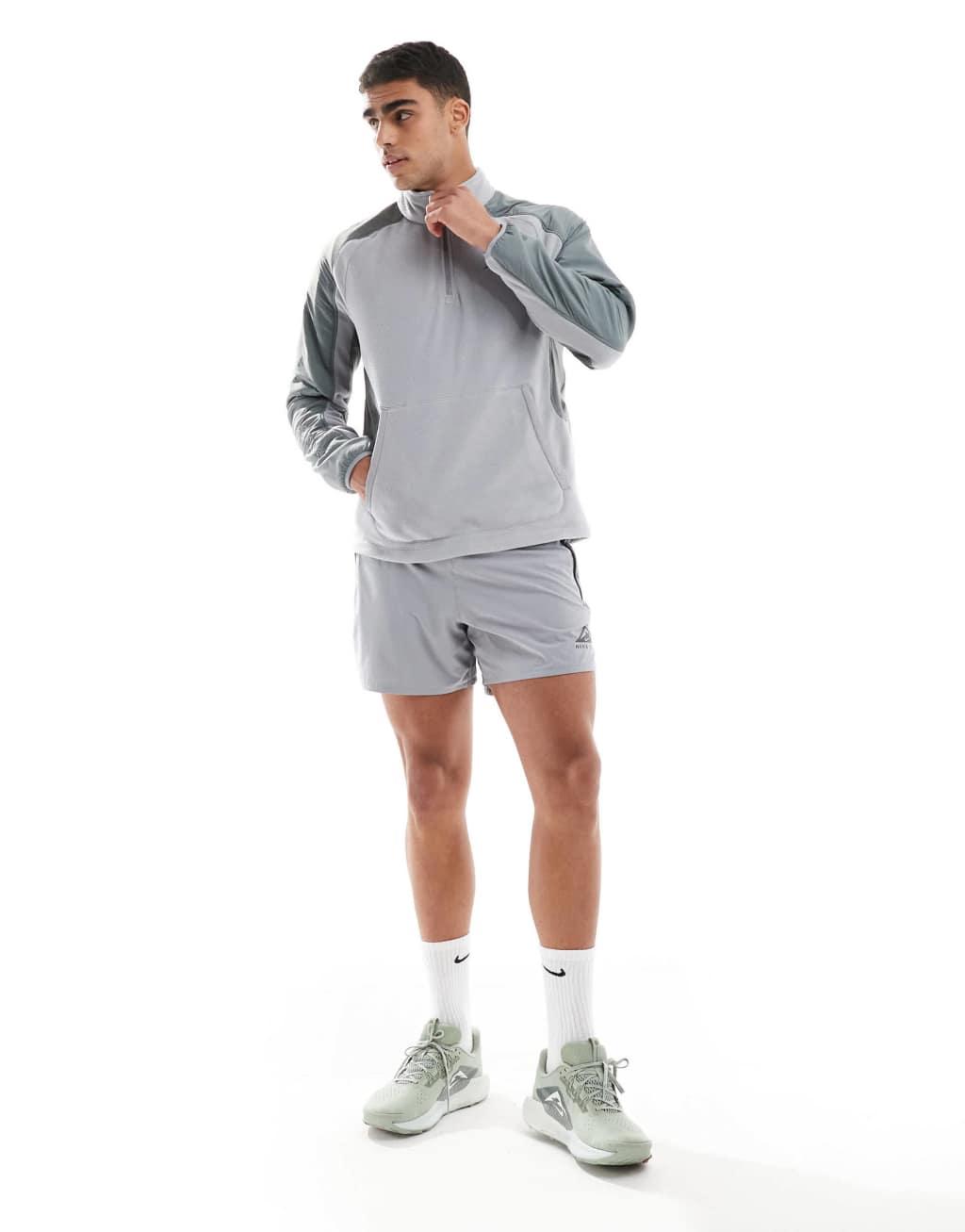 Nike Running Trail Polartec half zip fleece in gray Product Image