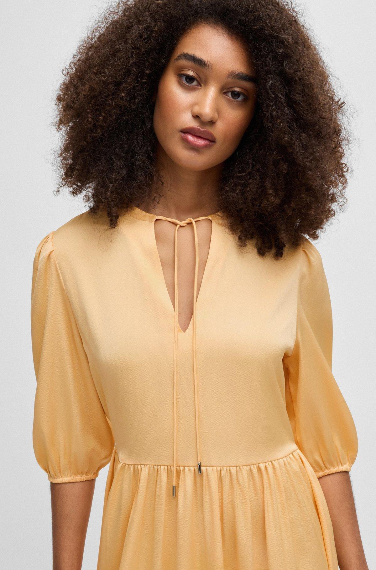 Hammered-satin dress with tie neckline Product Image