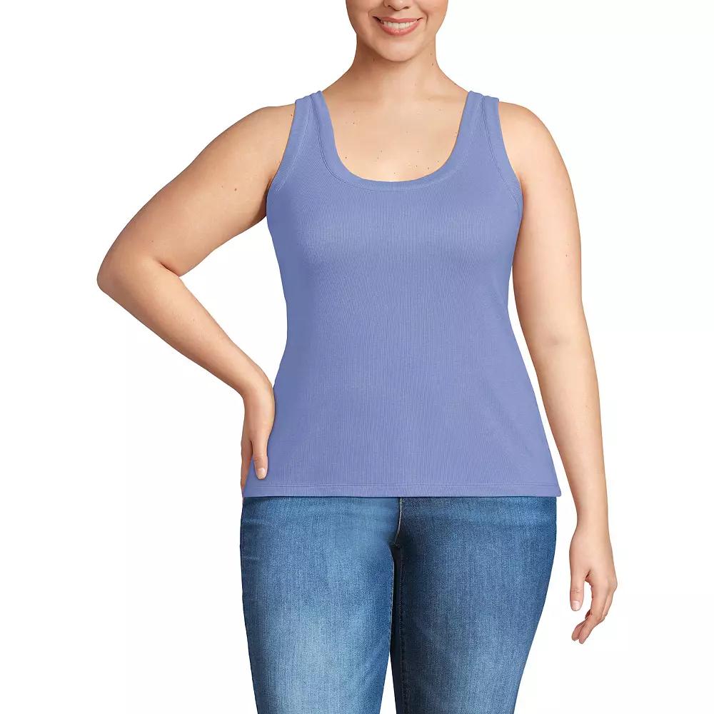 Plus Size Lands' End Drapey Rib Fitted Tank Top, Women's, Size: 1XL, Light Purple Product Image