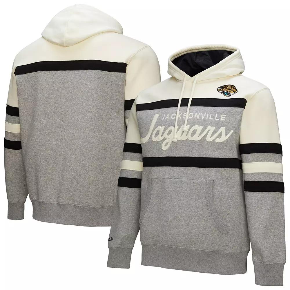 Men's Mitchell & Ness Heather Gray Jacksonville Jaguars Head Coach Vintage Logo Pullover Hoodie,  Product Image