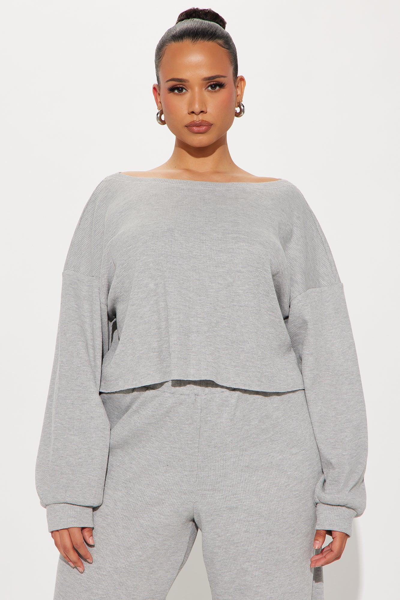 Chill Vibe Thermal Pant Set - Heather Grey Product Image