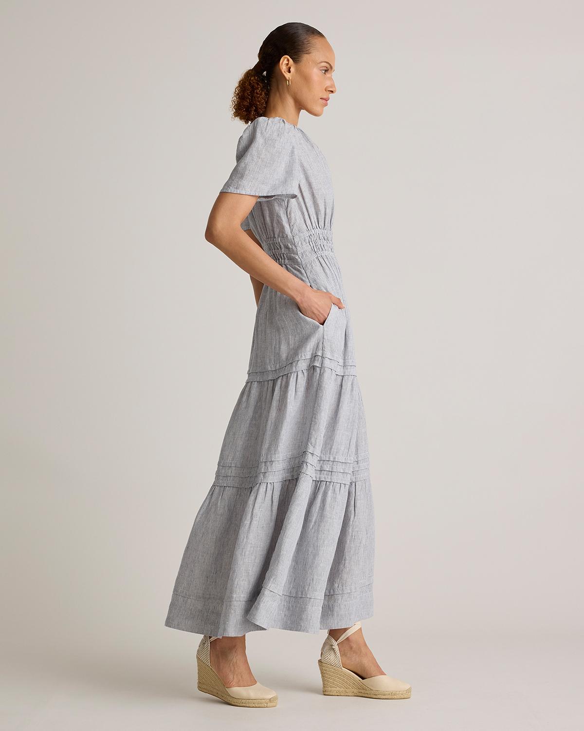 Quince | Women's 100% European Linen Tiered Maxi Dress Size XS Product Image