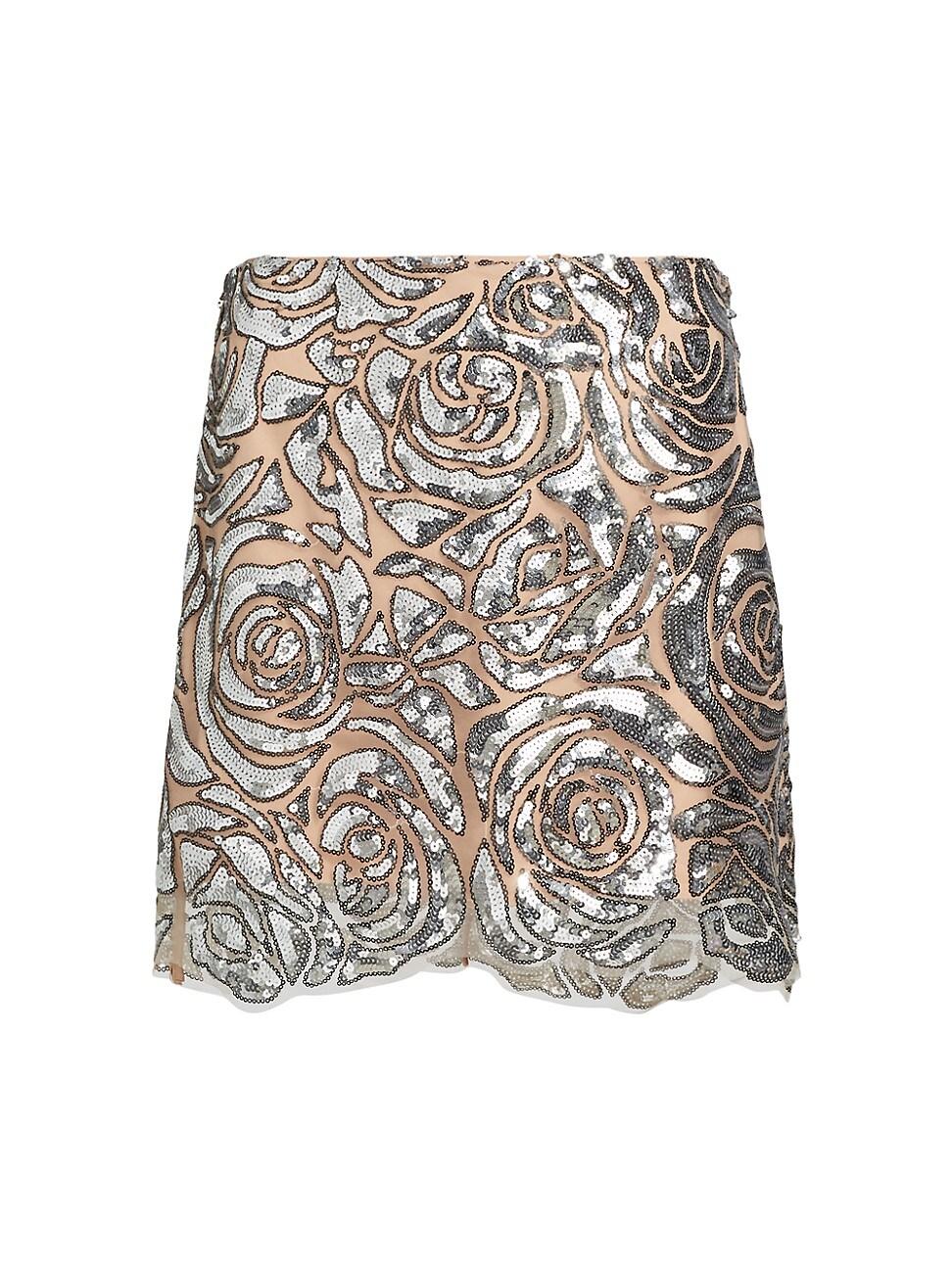 Womens Kristina Floral Sequined Miniskirt Product Image