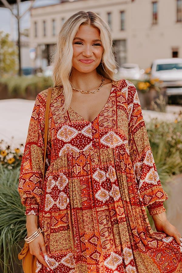 Orchard Oasis Paisley Maxi Dress in Wine Product Image