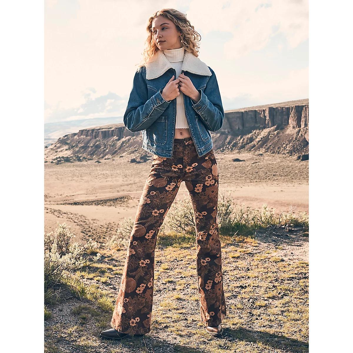 Women's Wrangler® Corduroy High Rise Fierce Flare Jean in Golden Eden Product Image