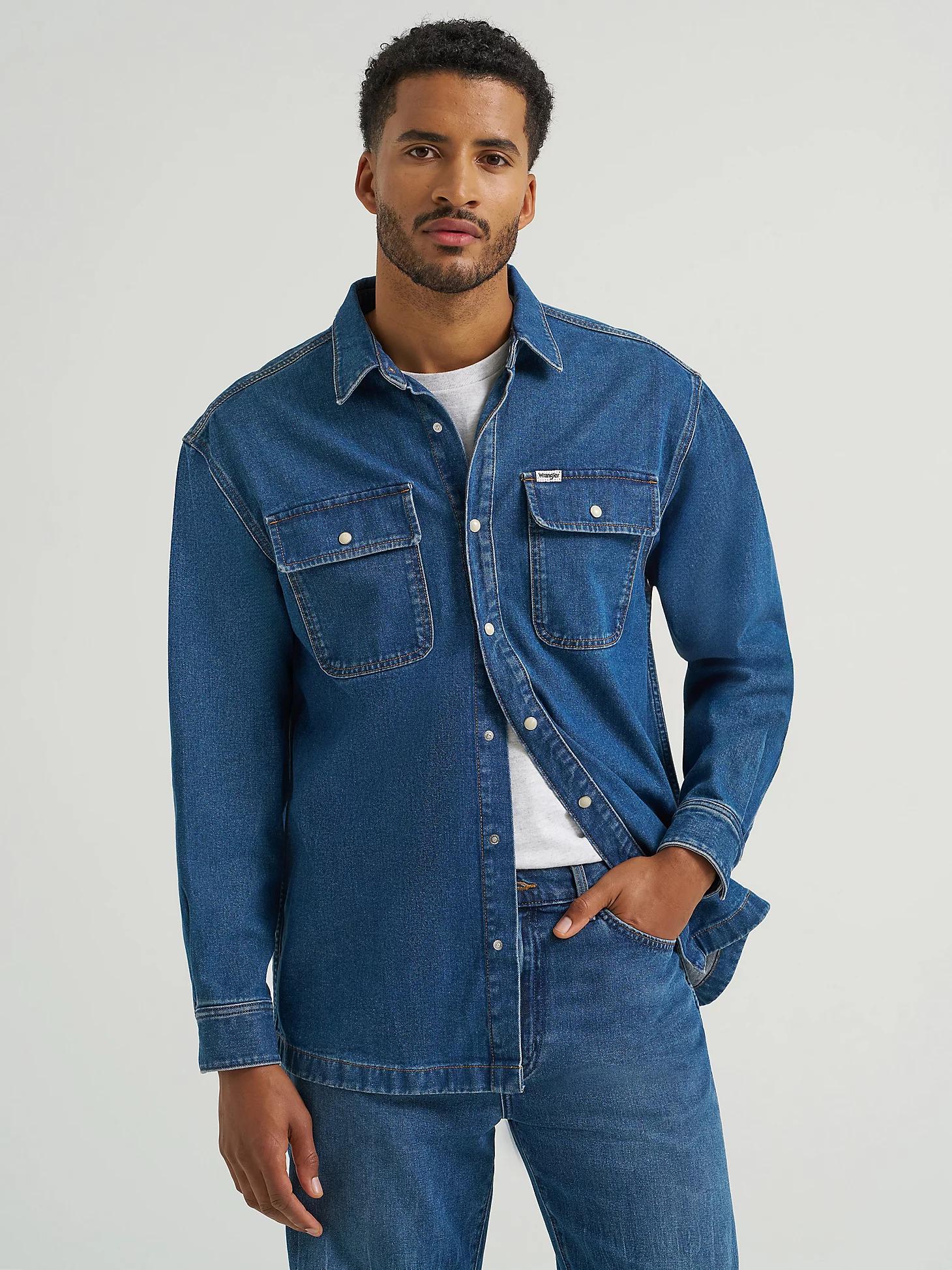 Men's Oversized Denim Shirt in Retro Blue Product Image