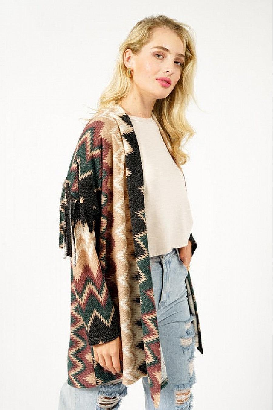Charmaine Fringe Detail Multicolor Cardigan Product Image
