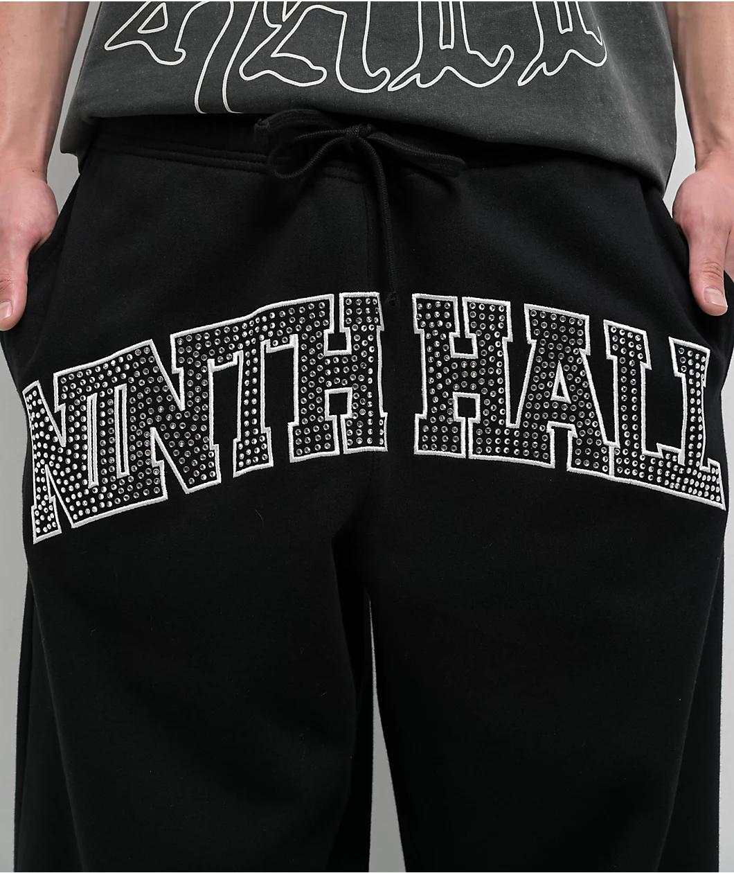 Ninth Hall Rhinestone Black Oversized Sweatpants Product Image